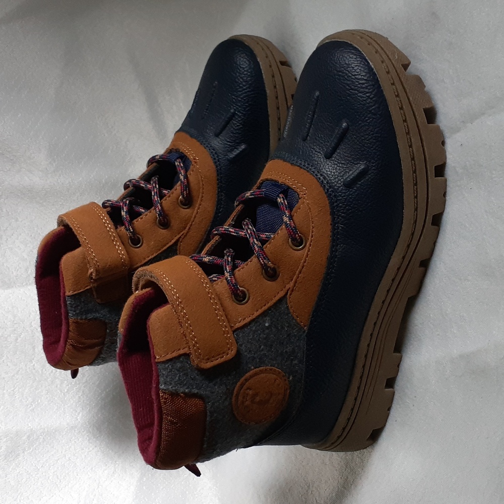 Carter's Child Boots Size 2M Navy Brown Grey Burgundy  Lace Up Velcro